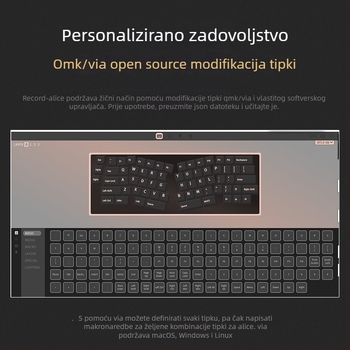 Weikav Vega RECORD Alice 68-tipkovnica mehanička s aluminijskim tijelom, tri načina, bežična, RGB gasket set