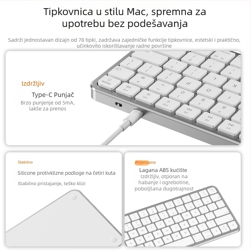 Tablet tipkovnica, bežična, 98+ tipki, ABS materijal, 2024 model