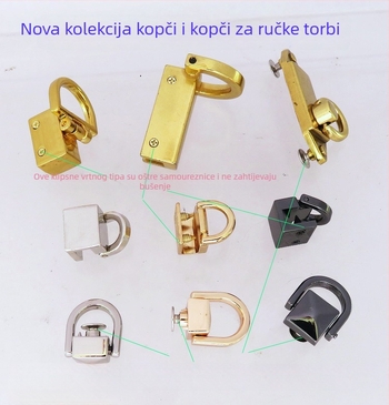 Dodaci za torbe – metalni hardver Shrimp Button; ručne ručke, klipovi i četvrtasti/polukružni prsteni, prtljaga dodaci, proljeće 2024