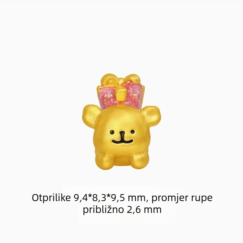 Narukvica s karikaturnim psićem — Alluvial zlato, 24K pozlata, elektroplatiranje, unisex, Proljeće 2025