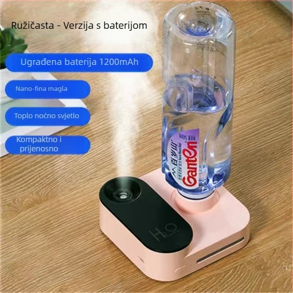Vlaživač bočice vode s USB napajanjem, 1 izlaz magle, kapacitet spremnika 1,0–2,5 L, za 31–40 m², aromaterapija, tiho aerosoliziranje
