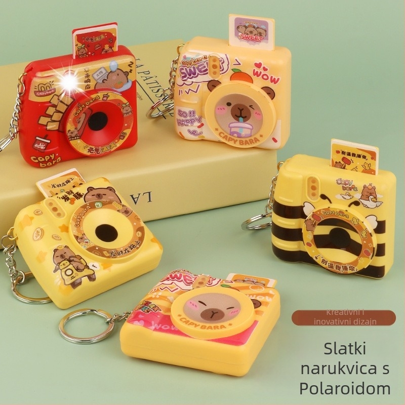 Privjesak-igračka s guinea pig i svjetlećom Polaroid kamerom, Three Kids, plastika, sladak stil