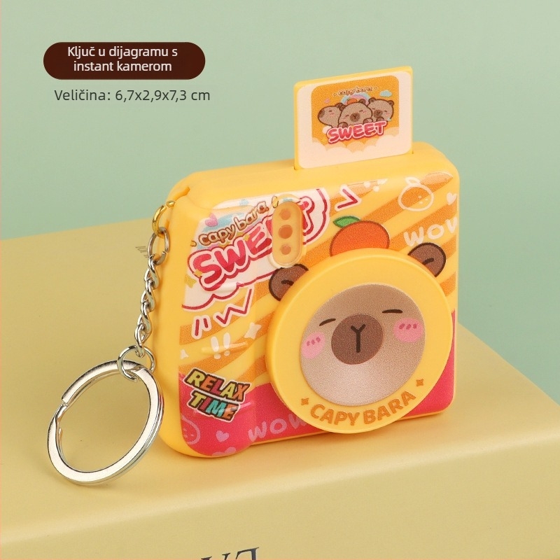 Privjesak-igračka s guinea pig i svjetlećom Polaroid kamerom, Three Kids, plastika, sladak stil