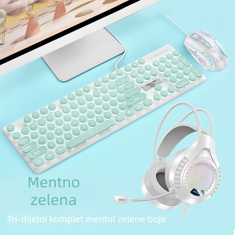 V8 kabelski set tipkovnice i miša, USB sučelja, pozadinsko osvjetljenje, ergonomski dizajn, kabel duljine 1,6 m