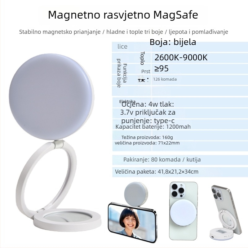 Mini rasvjeta za fotografiranje i prijenos uživo s magnetskim klipom, 126 LED, model 180orsda, ispod 10W, 5V