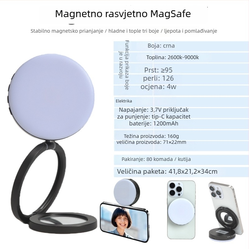 Mini rasvjeta za fotografiranje i prijenos uživo s magnetskim klipom, 126 LED, model 180orsda, ispod 10W, 5V