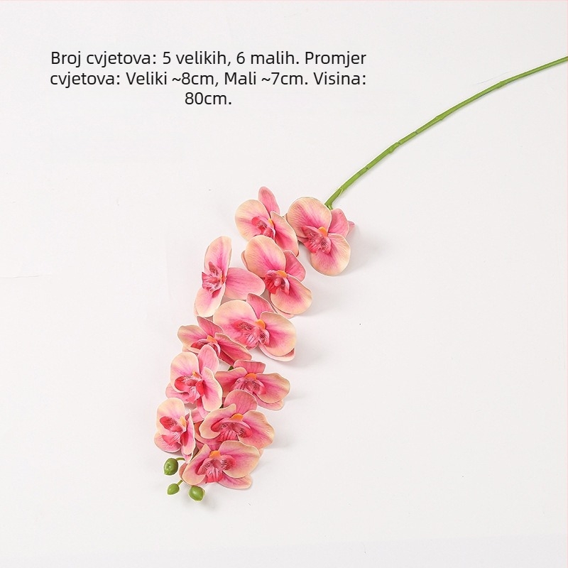 Phalaenopsis umjetna orhideja, 3D ispis, mekani gumeni materijal, kućna i vjenčana dekoracija
