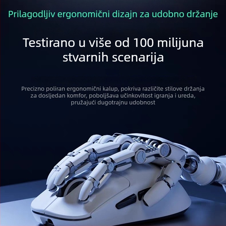 Bežična gaming miška s tri načina povezivanja (2.4G/Bluetooth), 2400dpi, 6 programabilnih tipki, makro programiranje, punjačka baza s bežičnim punjenjem