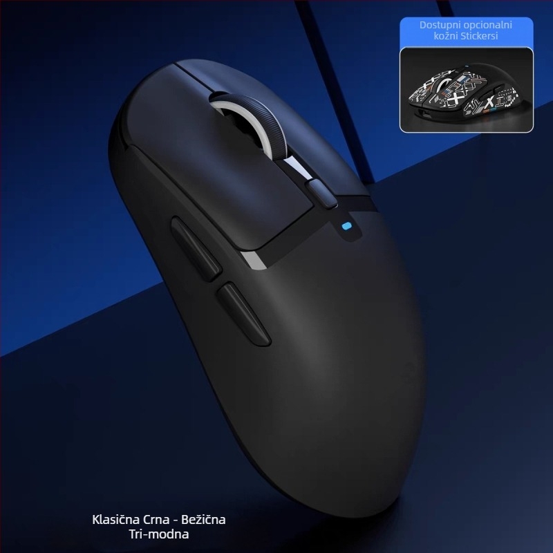 Bežična gaming miška s tri načina povezivanja (2.4G/Bluetooth), 2400dpi, 6 programabilnih tipki, makro programiranje, punjačka baza s bežičnim punjenjem