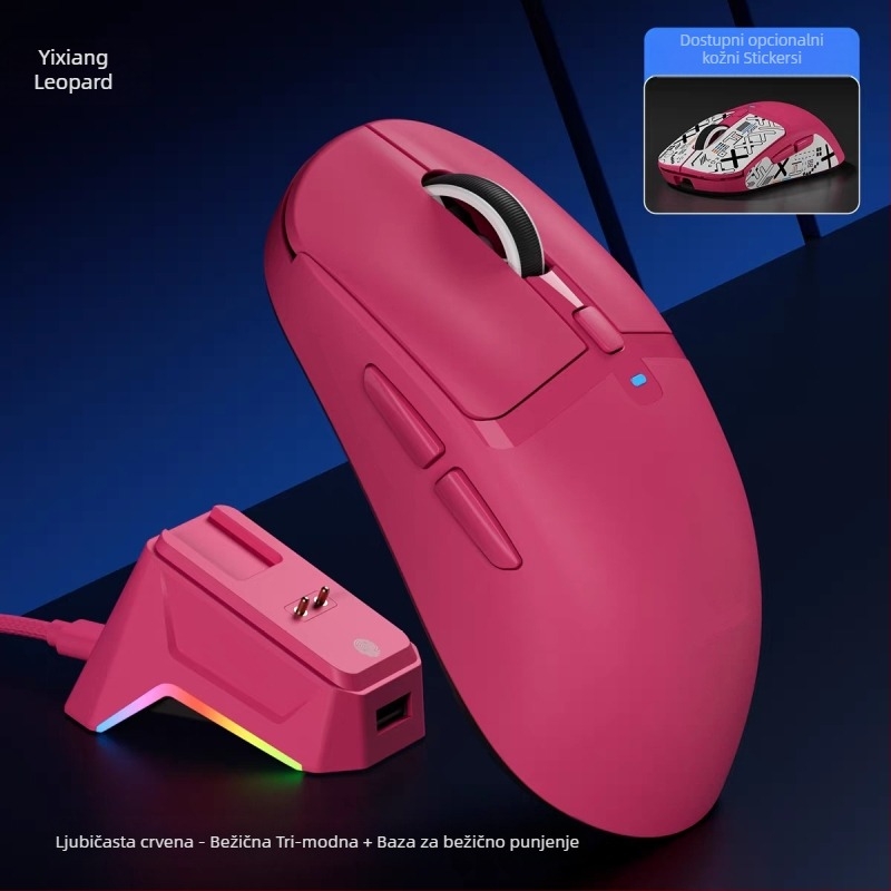Bežična gaming miška s tri načina povezivanja (2.4G/Bluetooth), 2400dpi, 6 programabilnih tipki, makro programiranje, punjačka baza s bežičnim punjenjem