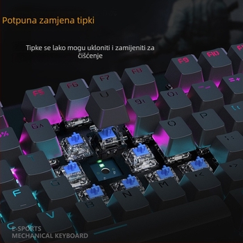 Langtu K1000 Mehanički set tipkovnice, miša i slušalica – 104 tipke, žično povezivanje, RGB rasvjeta, mehanički prekidač