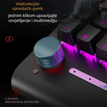 Langtu K1000 Mehanički set tipkovnice, miša i slušalica – 104 tipke, žično povezivanje, RGB rasvjeta, mehanički prekidač