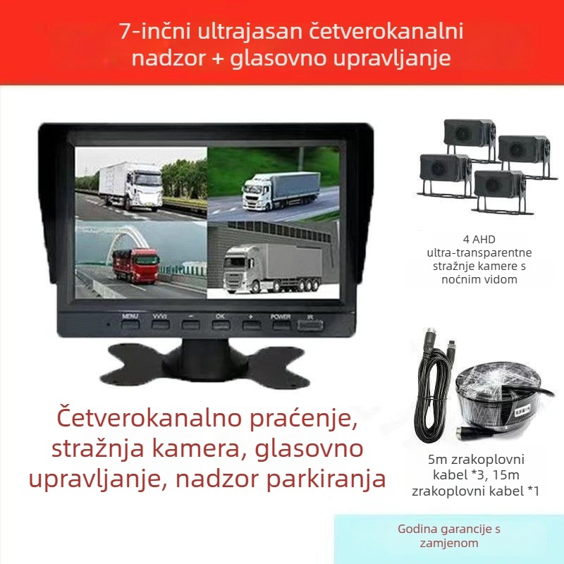 4-kanalni sustav nadzora vozila s 360° panoramom, 24V, HD noćno vidjenje reverzna kamera, univerzalni 2-kanalni DVR