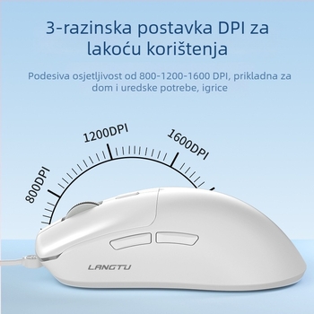 Langtu T6 žični optički miš, ergonomski dizajn, 1600 DPI, 5 tipki