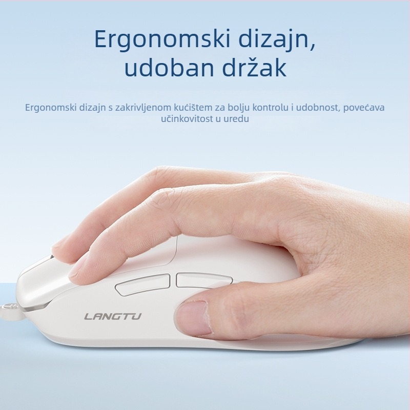 Langtu T6 žični optički miš, ergonomski dizajn, 1600 DPI, 5 tipki