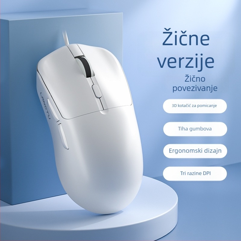 Langtu T6 žični optički miš, ergonomski dizajn, 1600 DPI, 5 tipki