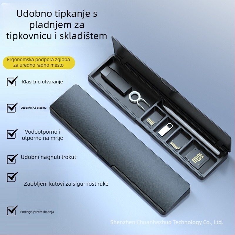 Dvostruki gumeni naslon za zapešće za gamersku tipkovnicu s kutijom za pohranu (model jp-1) – vodootporan, protuklizan, otporan na habanje