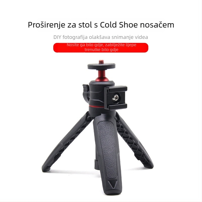 Stativ za mobitel i bez ogledala fotoaparat s PTZ sferičnim nagibom, aluminij + ABS, nosivost do 2 kg, selfie u ruci
