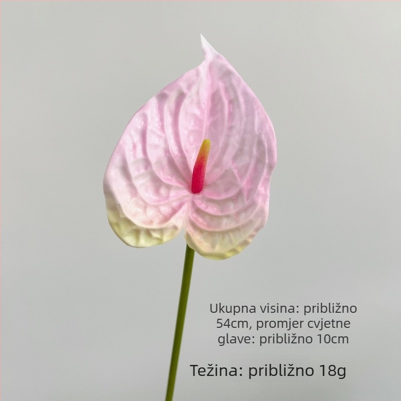 Umjetni PU anthurijum cvijet s realističnom teksturom, jedna stabljika za cvjetne aranžmane