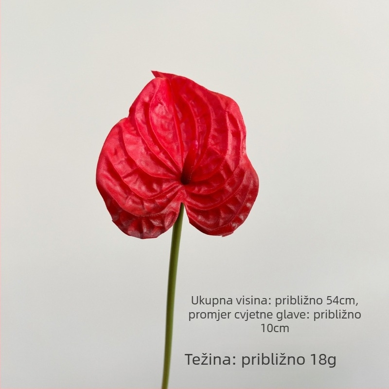 Umjetni PU anthurijum cvijet s realističnom teksturom, jedna stabljika za cvjetne aranžmane