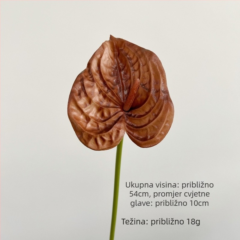 Umjetni PU anthurijum cvijet s realističnom teksturom, jedna stabljika za cvjetne aranžmane