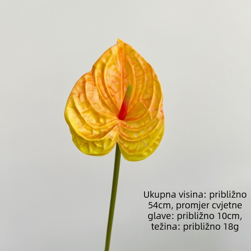 Umjetni PU anthurijum cvijet s realističnom teksturom, jedna stabljika za cvjetne aranžmane