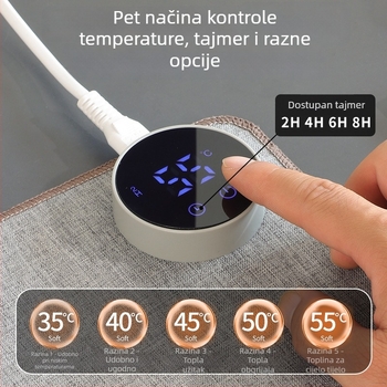 Baiyi grijaća podloga za miš – PU materijal, aluminijska ploča za rasipanje topline, 220V 85W, zaštita od pregrijavanja