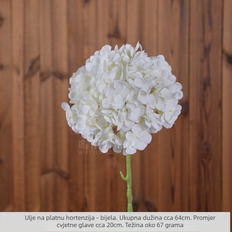 Umjetni cvijet Hidrangea, jednosrbeni stap, ulje na platnu stil, za vjenčanu dekoraciju i rekvizite za fotografiju
