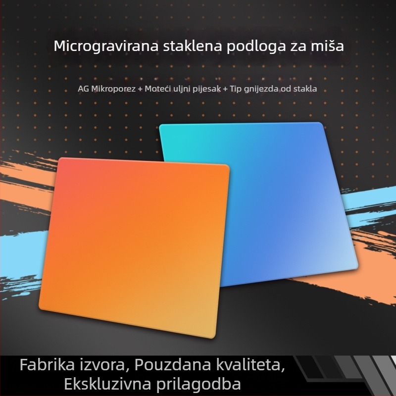 Prilagođena podloga za miš od kaljenog stakla s mikrograviranjem, vlastiti logotip, velika podloga za stol za gaming
