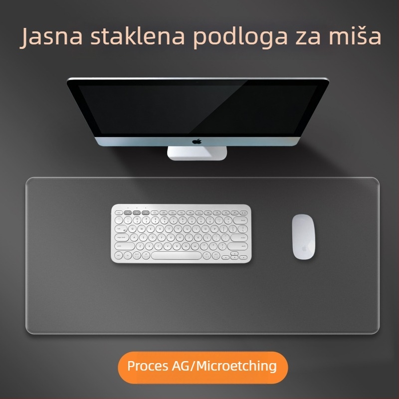 Prilagođena podloga za miš od kaljenog stakla s mikrograviranjem, vlastiti logotip, velika podloga za stol za gaming