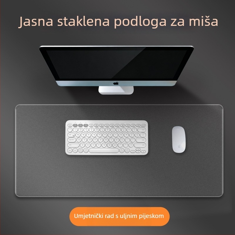 Prilagođena podloga za miš od kaljenog stakla s mikrograviranjem, vlastiti logotip, velika podloga za stol za gaming