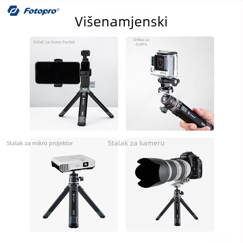 Stolni tripod SY-390 s kuglastom pan-tilt glavom, aluminijska legura, nosivost 2 kg, težina 0,25 kg