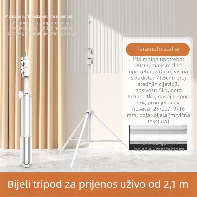 Stativ za mobitel s kugličnom glavom, 3-sekcijski, SPCC materijal, nosivost 5 kg, bez pločice brzog otpuštanja