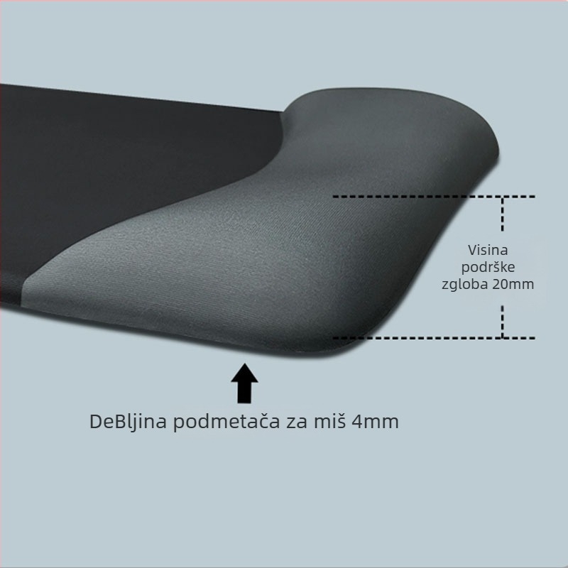Mala silikonska podloga za miš s potporom za zapešće, jednostrana, otisnut logotip, mogućnost prilagodbe