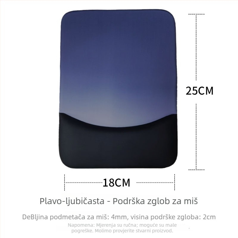 Mala silikonska podloga za miš s potporom za zapešće, jednostrana, otisnut logotip, mogućnost prilagodbe