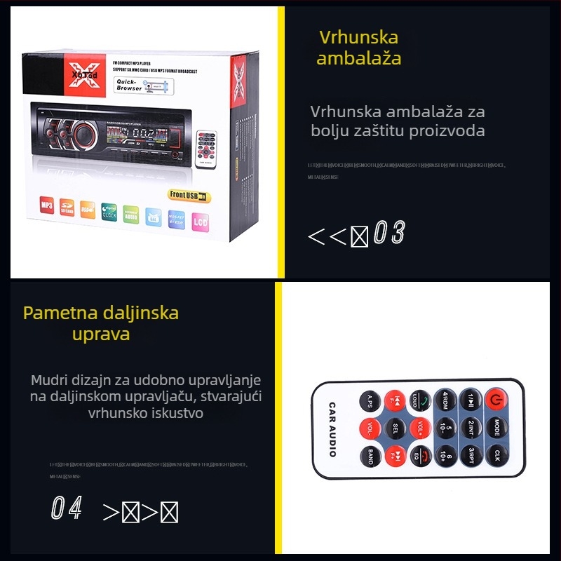 Automobilski MP3 player 17. serija, plastično kućište, 12V napajanje, ISO sučelje, MP3 reprodukcija u automobilu