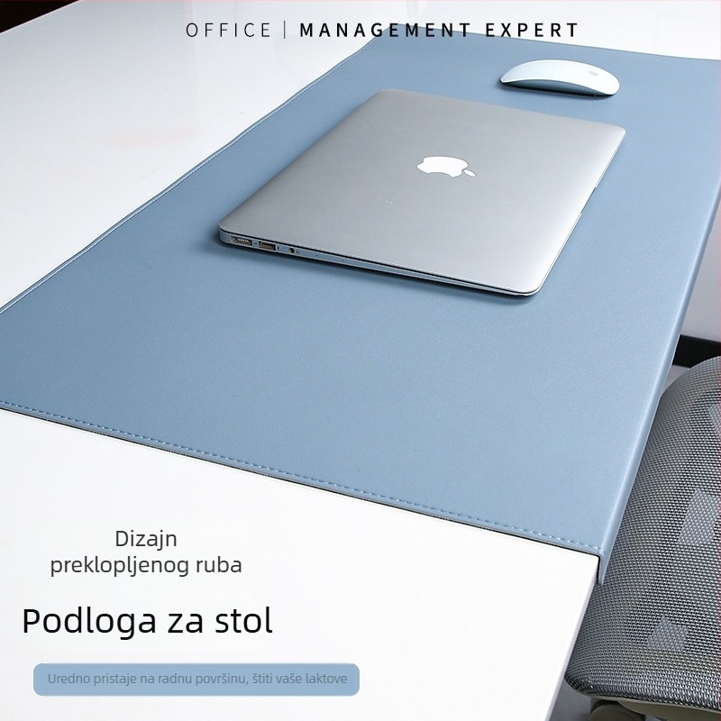 Podložak za stol s zaobljenim bridom, velika podloga za miš i stol, PVC podloga s izgledom kože, jednostrana