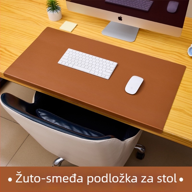 Podložak za stol s zaobljenim bridom, velika podloga za miš i stol, PVC podloga s izgledom kože, jednostrana