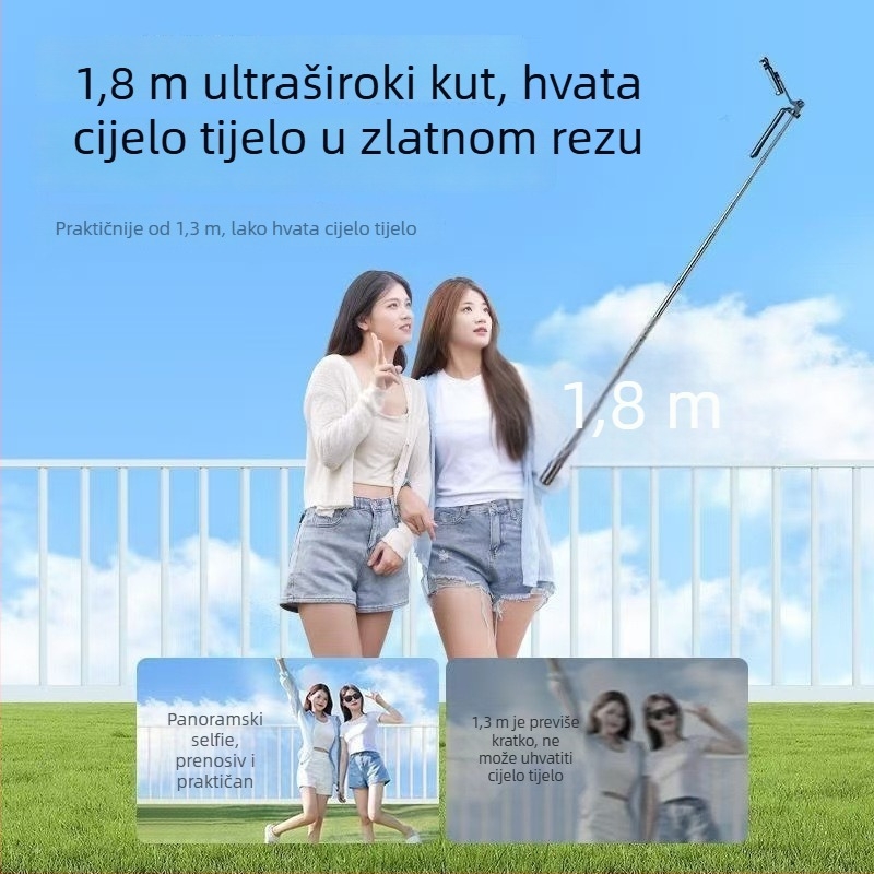 R16D selfie štap s rukom, tripod za livestream, rasvjeta za osvjetljenje, prijenosni Bluetooth daljinski upravljač – 3-u-1