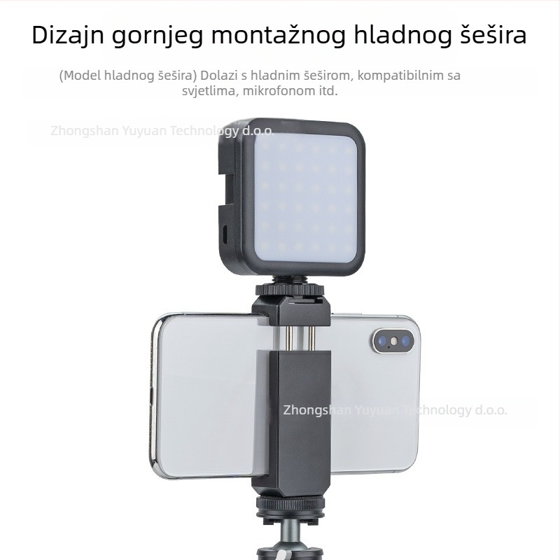Stolni držač za telefon od legure, pan/tilt glava, za selfie i uživo fotografiranje, univerzalni hot shoe držač
