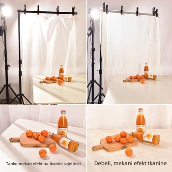 Fotografijska pozadina – 100% pamuk, nježna svjetlost, prozirna tkanina za still life i fotografiranje hrane
