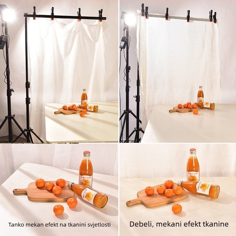 Fotografijska pozadina – 100% pamuk, nježna svjetlost, prozirna tkanina za still life i fotografiranje hrane
