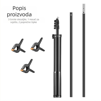 Zhijie Stalak za fotografijsko pozadje, 3 dijela, promjer cijevi 2,2/1,8/1,6 cm, težina 0,95 kg