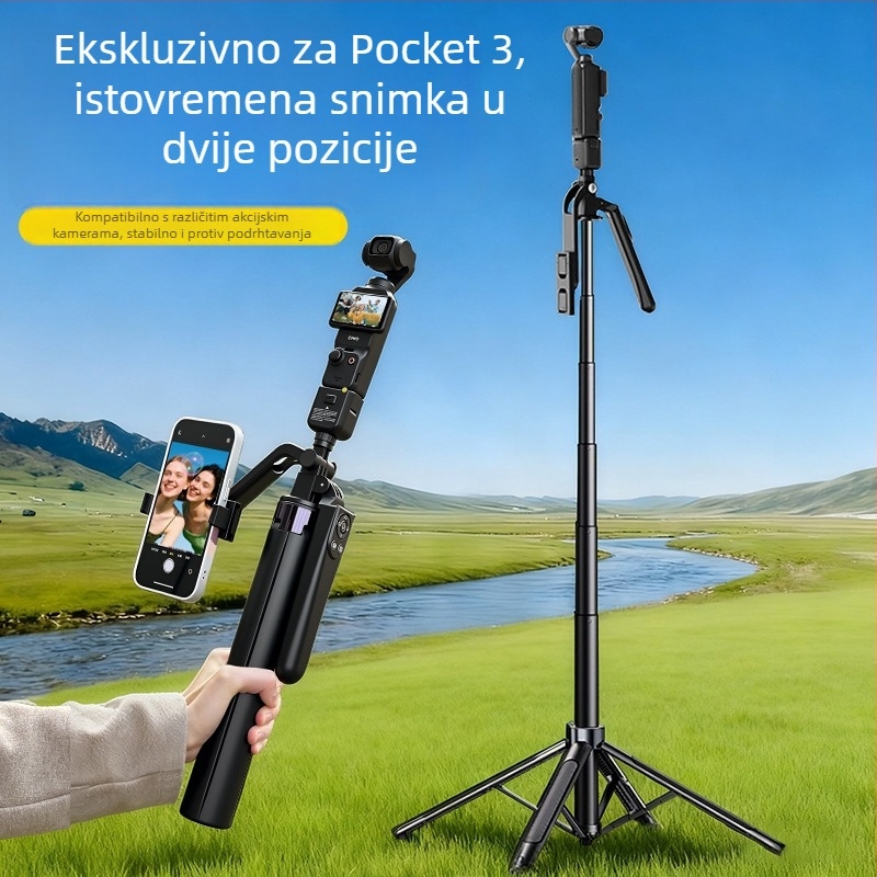 Selfie štap na podu za DJI Pocket 3 — izuzetno stabilan, prijenosan, idealan za snimanje na otvorenom, koncerte i putovanja