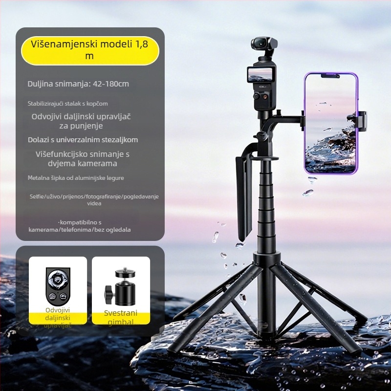 Selfie štap na podu za DJI Pocket 3 — izuzetno stabilan, prijenosan, idealan za snimanje na otvorenom, koncerte i putovanja