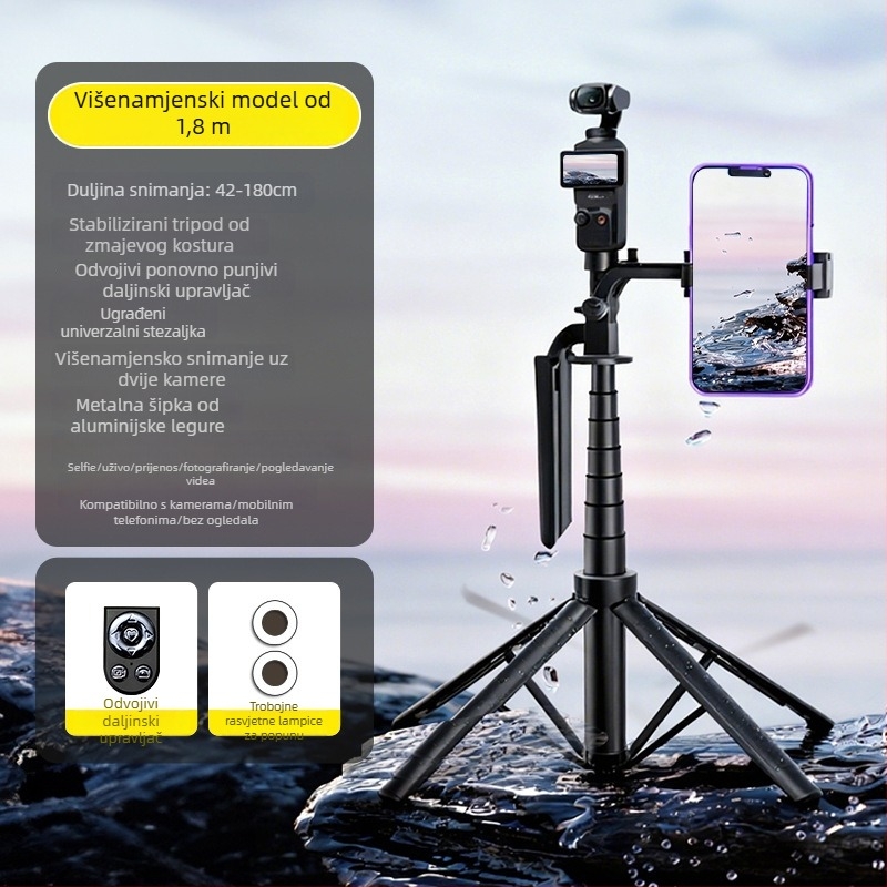Selfie štap na podu za DJI Pocket 3 — izuzetno stabilan, prijenosan, idealan za snimanje na otvorenom, koncerte i putovanja