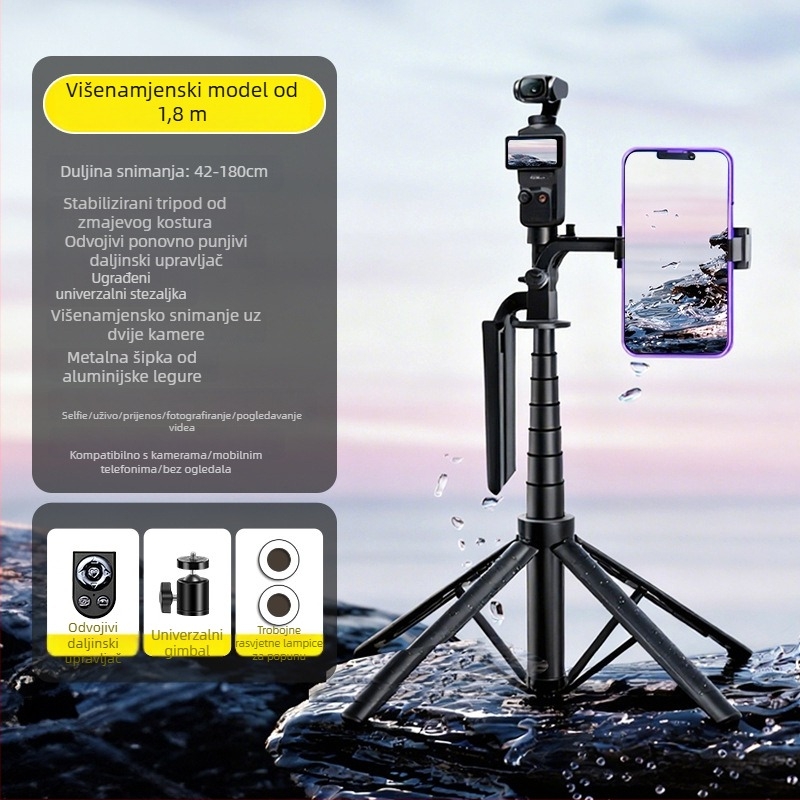 Selfie štap na podu za DJI Pocket 3 — izuzetno stabilan, prijenosan, idealan za snimanje na otvorenom, koncerte i putovanja