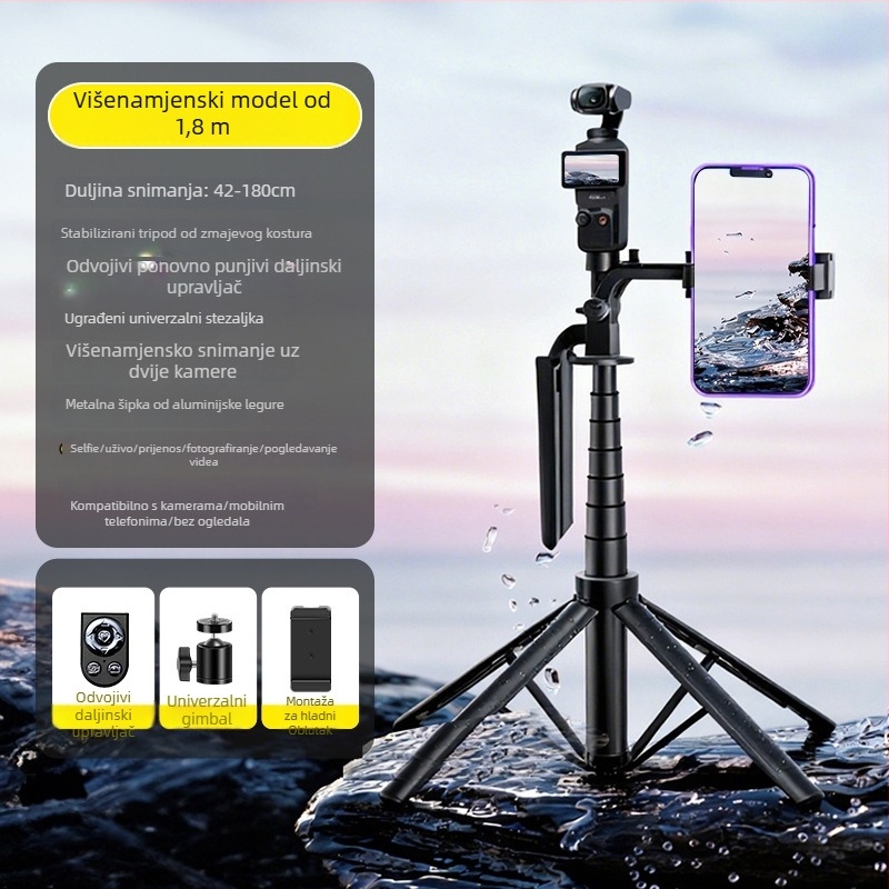 Selfie štap na podu za DJI Pocket 3 — izuzetno stabilan, prijenosan, idealan za snimanje na otvorenom, koncerte i putovanja