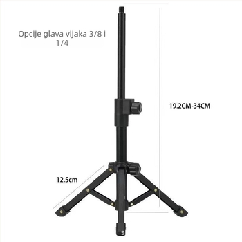 Stolni stalak za mikrofon od aluminijske legure, 2-sekcijski, kuglasta glava, nosivost 11–15 kg