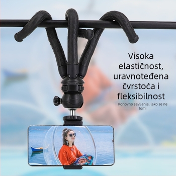 Stativ za stolni postav za mobilni telefon s kuglastom pan-tilt glavom — ABS + silikon gel, težina 0,26 kg, nosivost do 2 kg, bez ploče za brzo oslobađanje